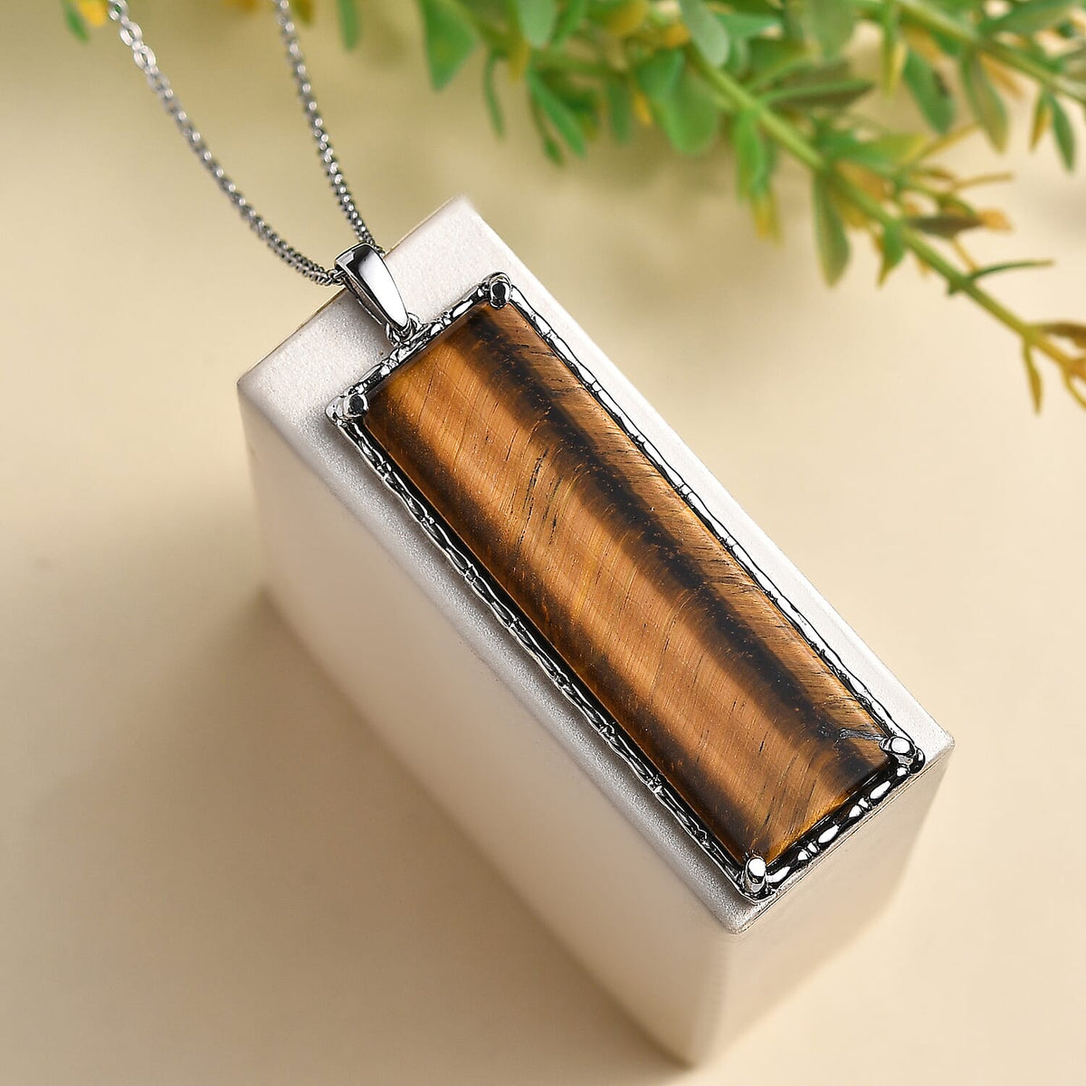 Tigers Eye Pendant &amp; Chain with Magnetic Clasp (Size 20) 48.00 Ct. 4309065 5