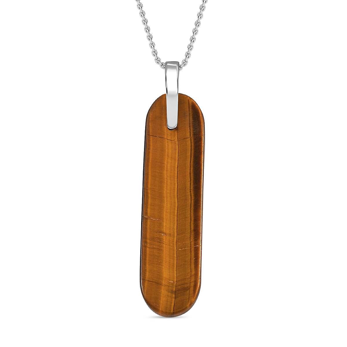 Artisan Crafted - Natural Tigers Eye Sterling Silver Pendant with  Chain (Size 20) 28.00 Ct. 4300028 0