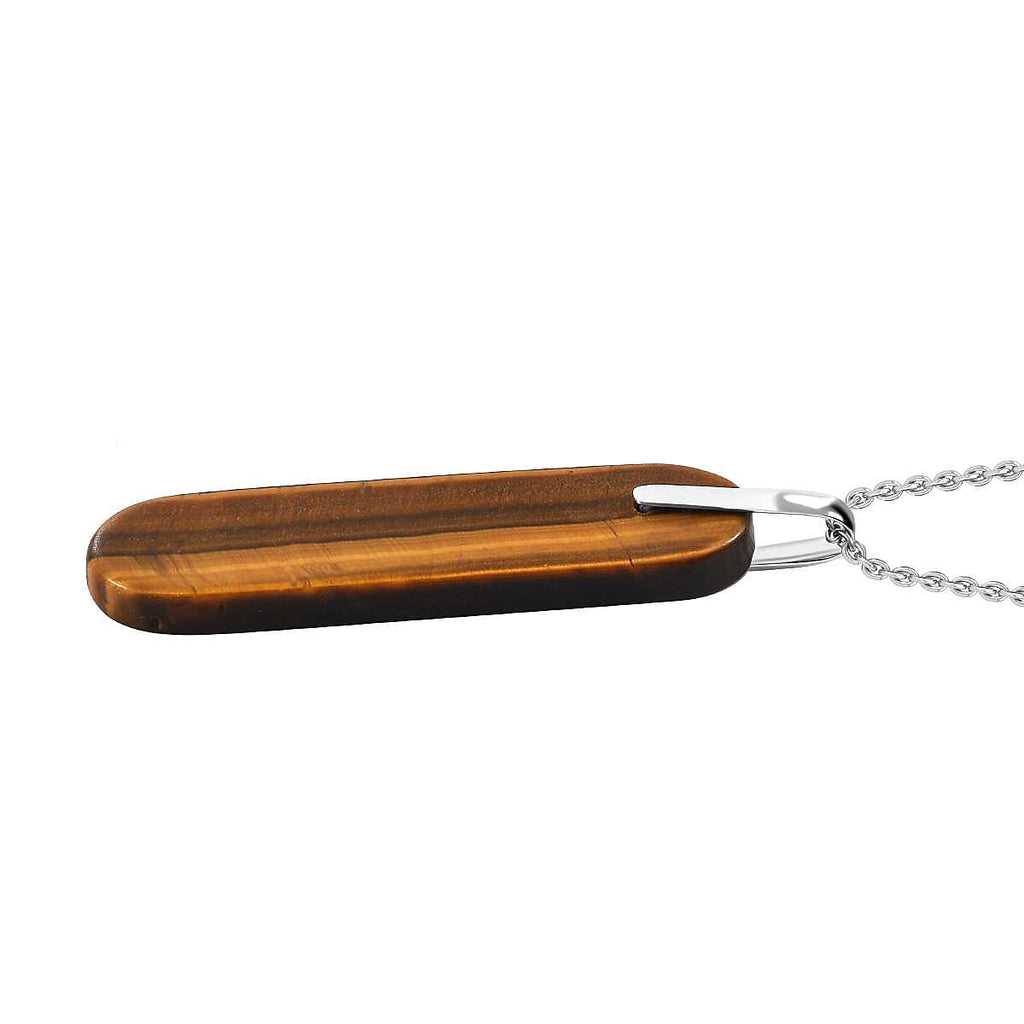 Artisan Crafted - Natural Tigers Eye Sterling Silver Pendant with  Chain (Size 20) 28.00 Ct.