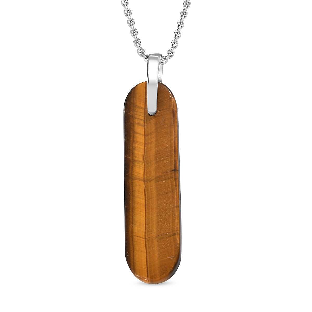 Artisan Crafted - Natural Tigers Eye Sterling Silver Pendant with  Chain (Size 20) 28.00 Ct. 4300028 5