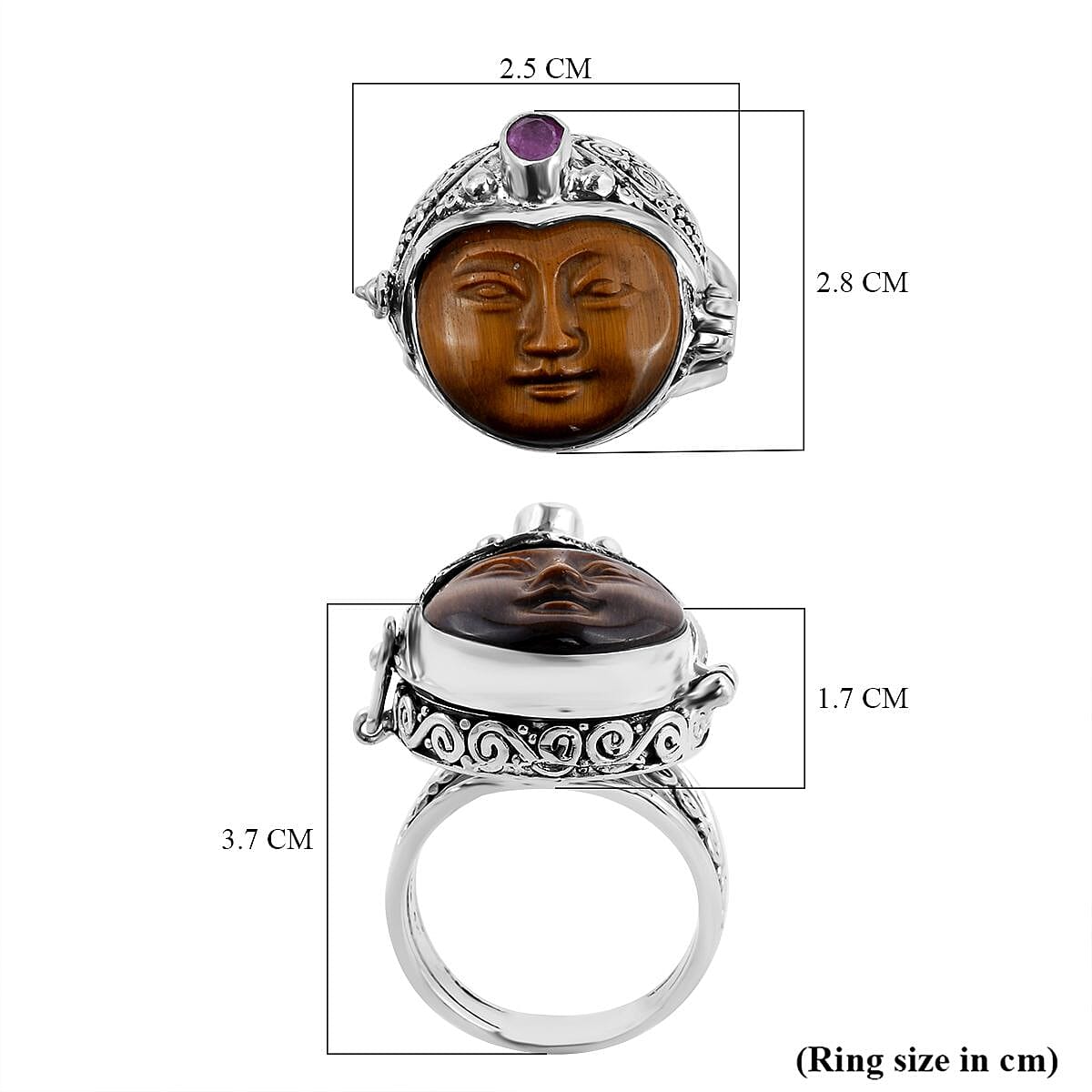 Sajen Silver Collection - Tiger's Eye, Pink Sapphire Ring Sterling Silver 0.41 ct. 7144977 5
