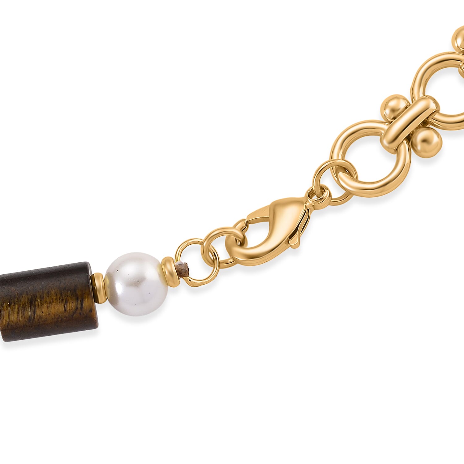 Tigers Eye &amp; White Shell Pearl Beads Necklace (Size - 20) 140.00 Ct. 8364624 5