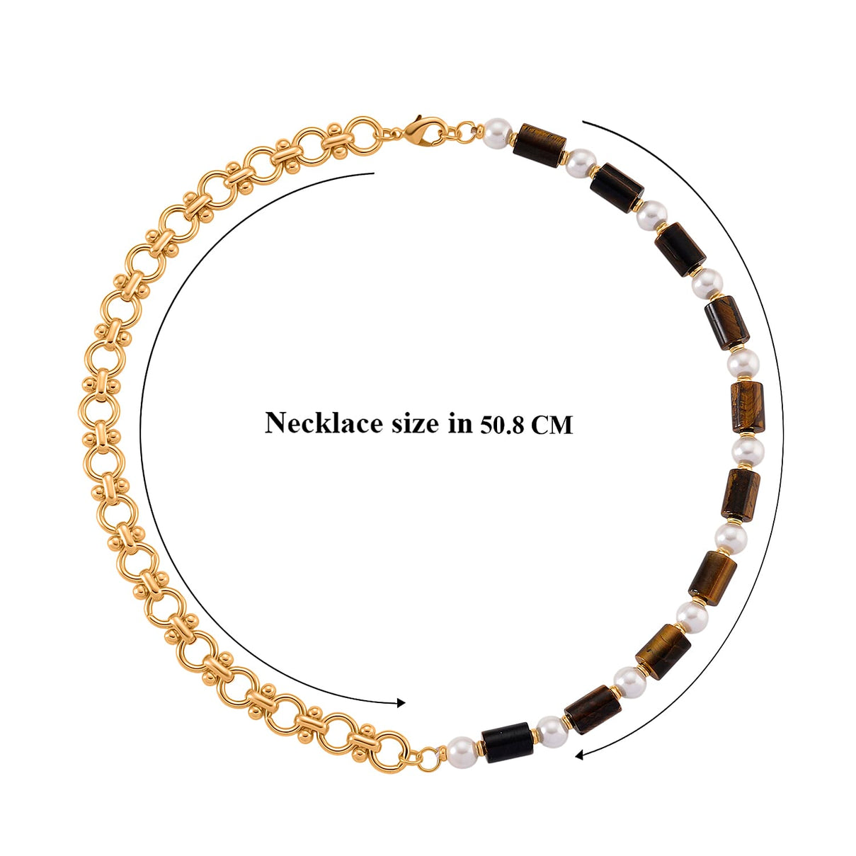 Tigers Eye &amp; White Shell Pearl Beads Necklace (Size - 20) 140.00 Ct. 8364624 6