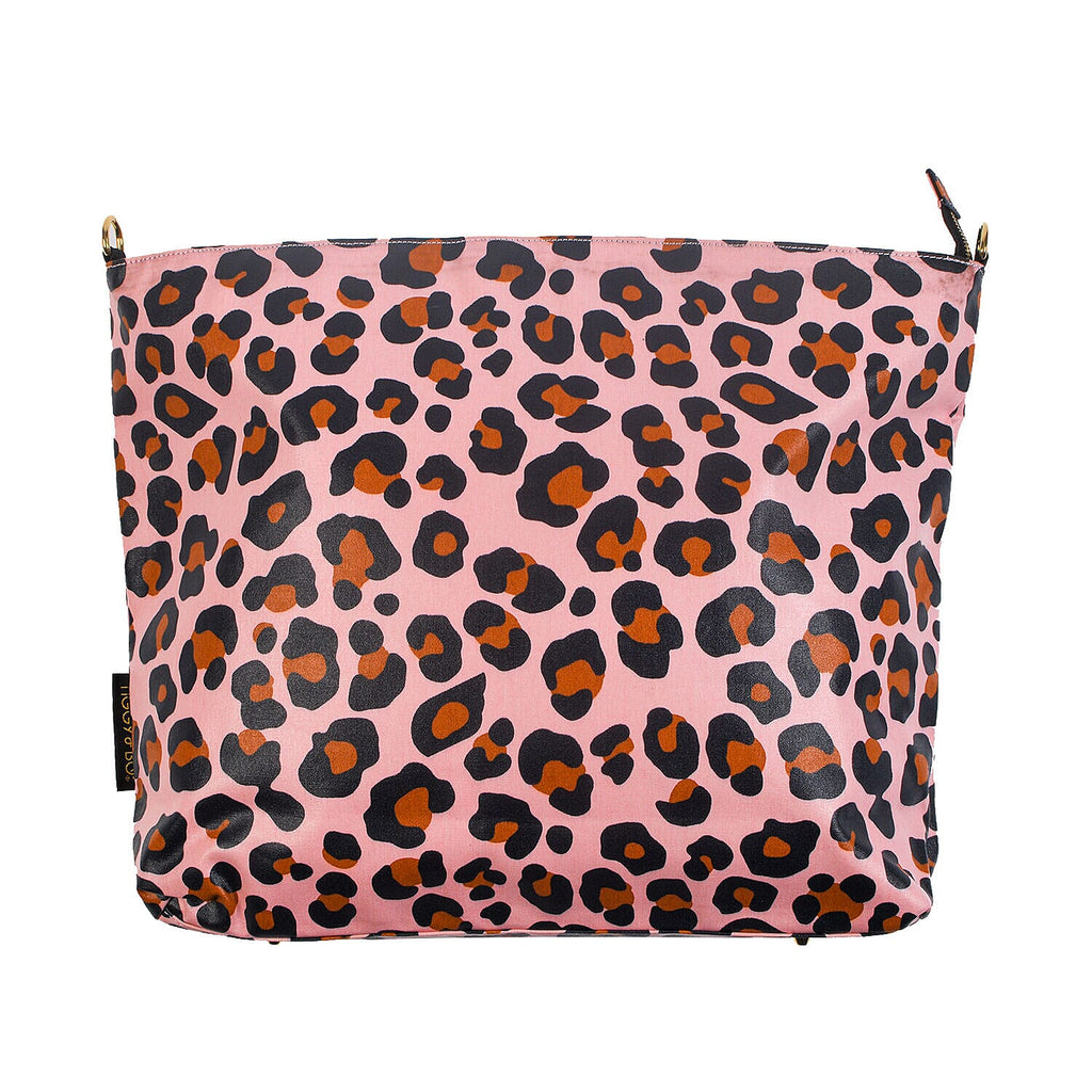 Tiggy & BO Leopard Pattern Tote Bag with Zipper Closure and Detachable Shoulder Strap - Pink & Black