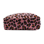 Tiggy & BO Leopard Pattern Tote Bag with Zipper Closure and Detachable Shoulder Strap - Pink & Black