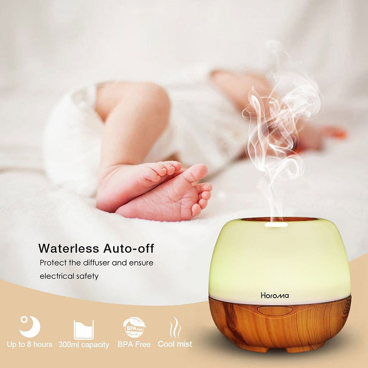 HOROMA Essential Oil Diffuser with 7 LED Lights(300ml) 8051952 2