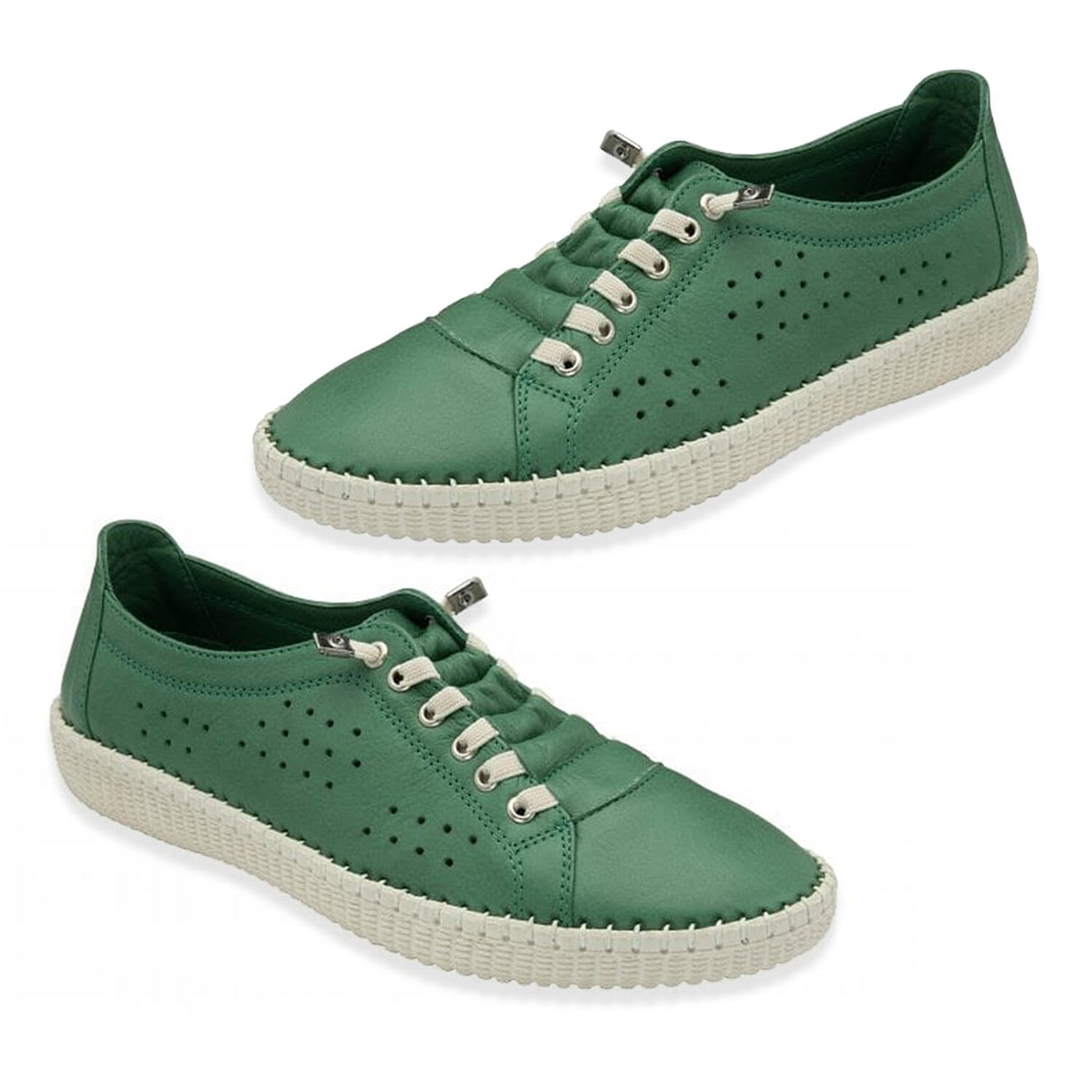 Lotus Kamari Womens Leather Trainers Shoe with Perforated Detail (Size 4) - Green 8134094 0