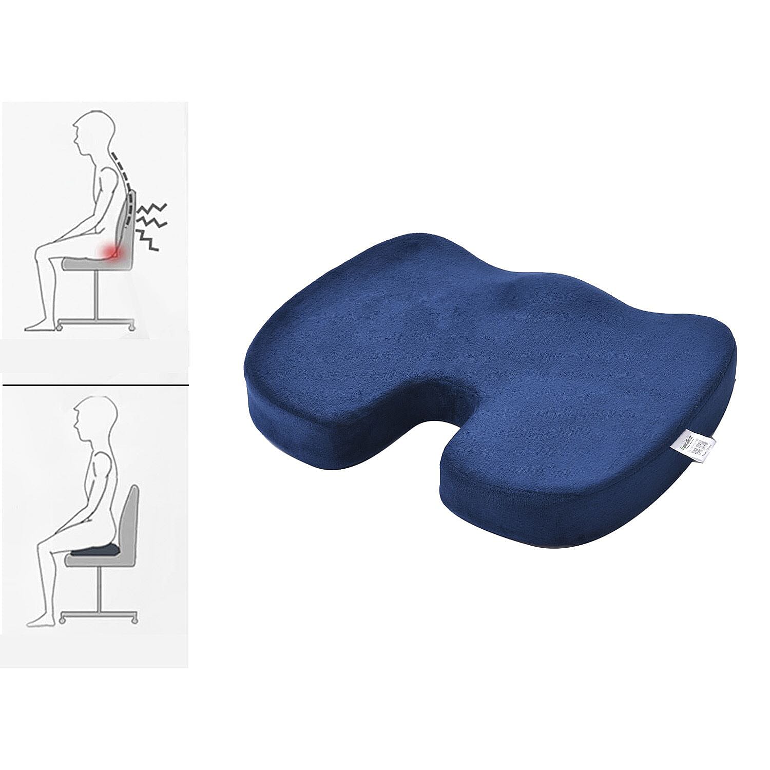 Memory Foam Seat Cushion (Size 44x35x7 Cm) - Navy 8881426 0