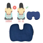 Memory Foam Seat Cushion (Size 44x35x7 Cm) - Navy