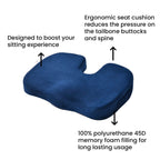 Memory Foam Seat Cushion (Size 44x35x7 Cm) - Navy