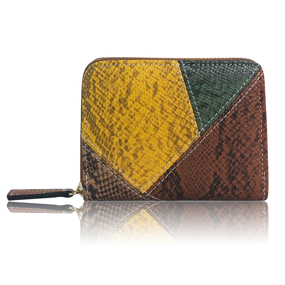 Snake Patterned Zip Small Purse - Tan 8070704 0