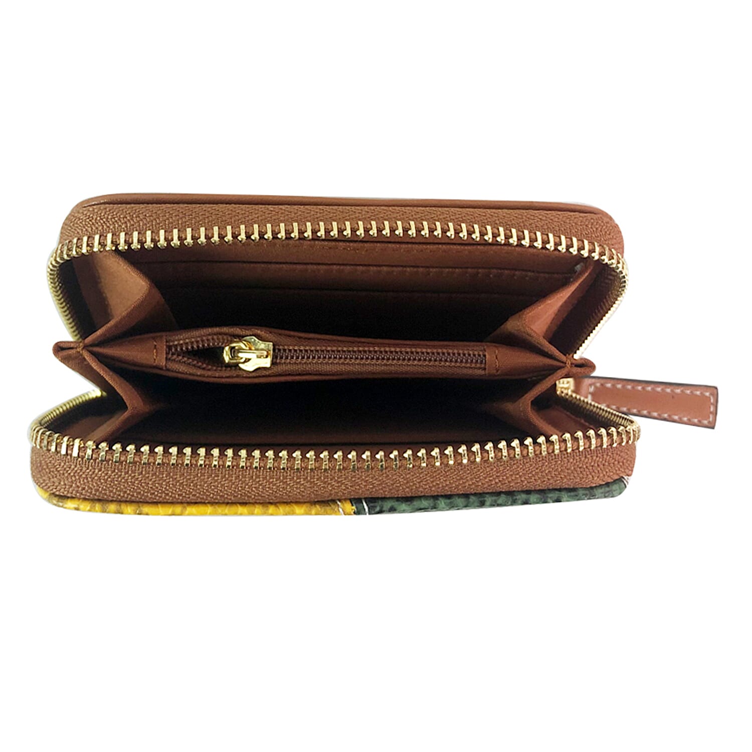 Snake Patterned Zip Small Purse - Tan 8070704 2