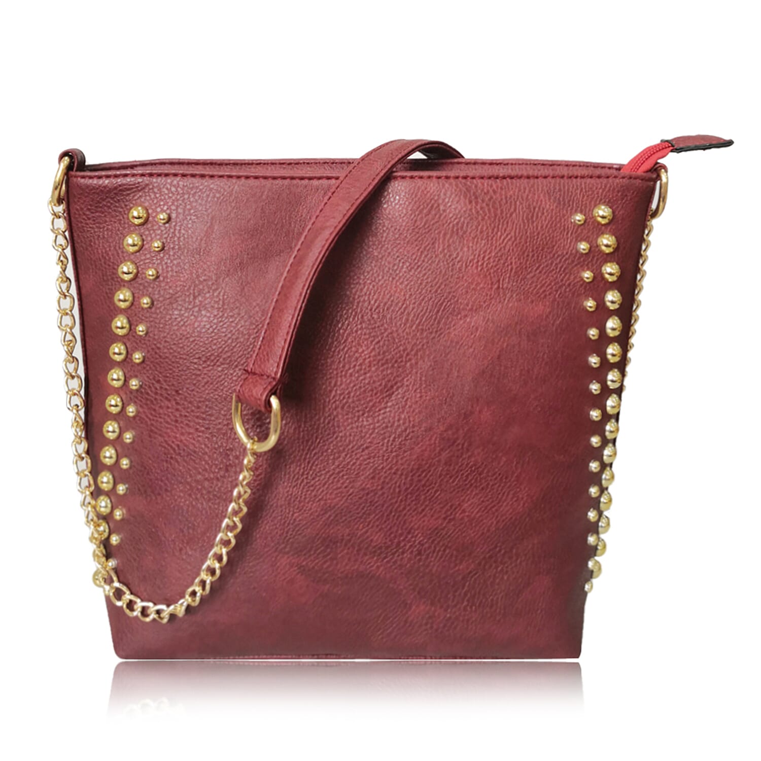 Designer Inspired Shoulder Bag with Chain Strap - Burgundy 8055997 0