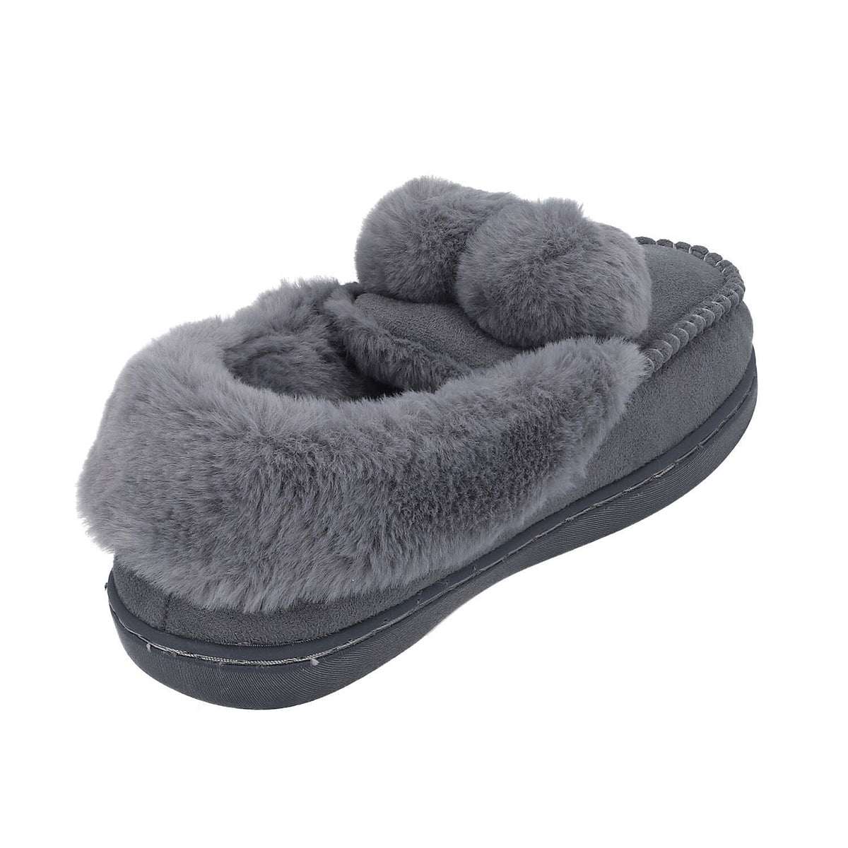Suede Faux Fur Boots with TPR Sole - Grey 3870857 3