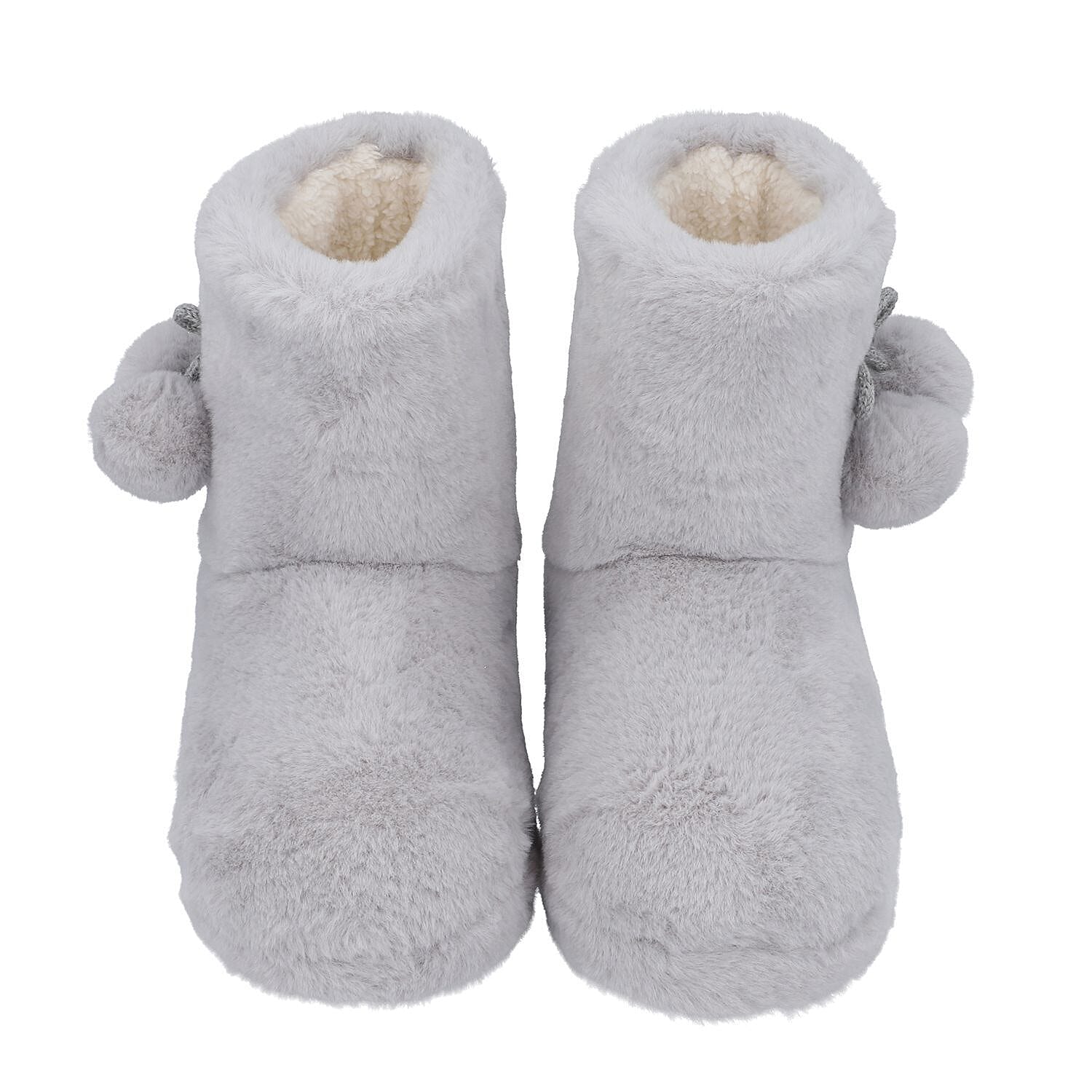 Faux Fur Booties with Waterproof TPR Sole - Light Grey 3870849 0