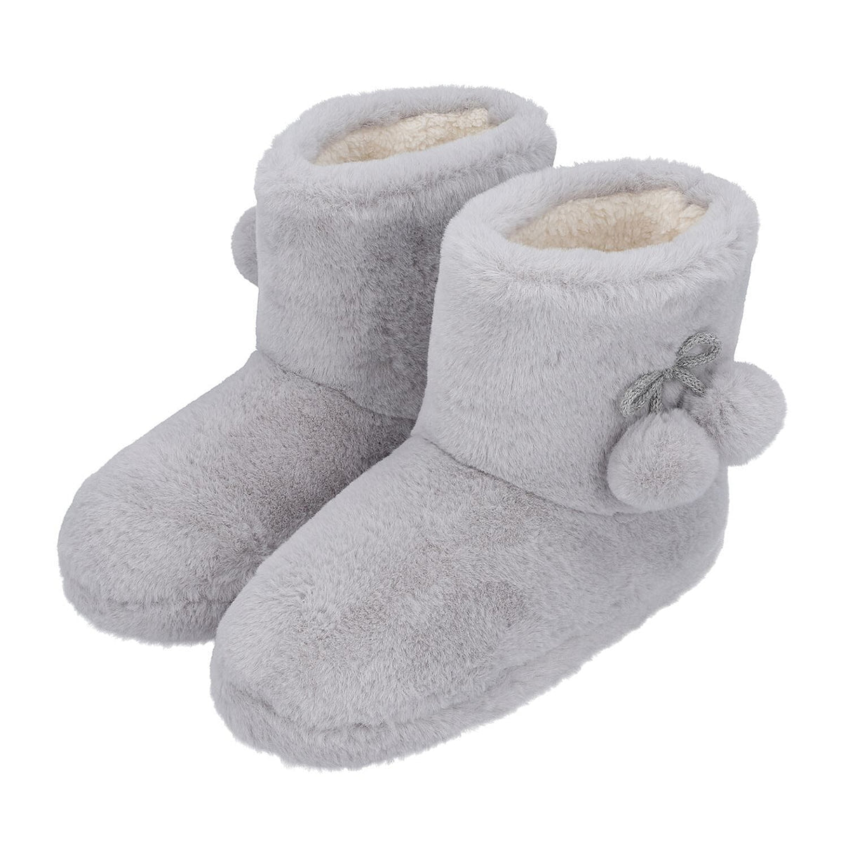 Faux Fur Booties with Waterproof TPR Sole - Light Grey 3870849 1