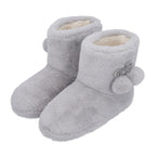 Faux Fur Booties with Waterproof TPR Sole (Size UK 4-5) - Light Grey