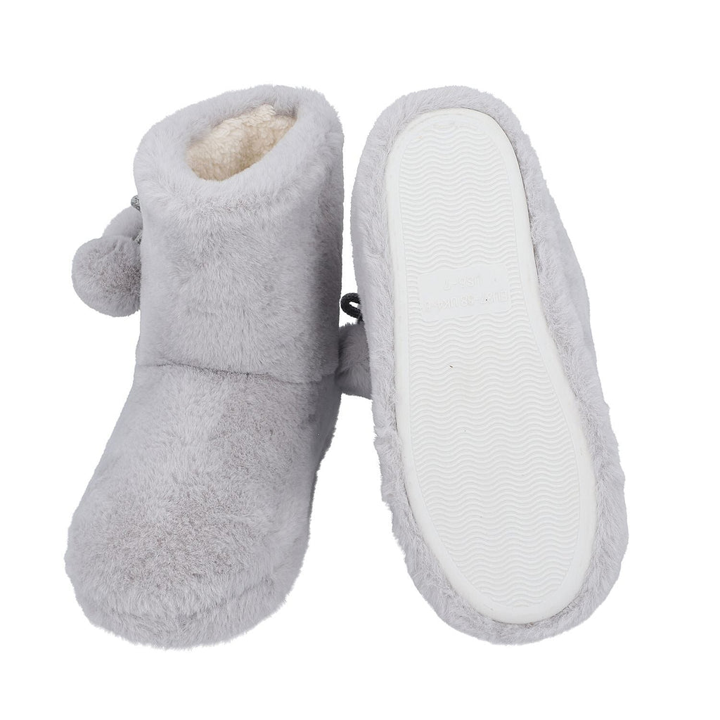 Faux Fur Booties with Waterproof TPR Sole (Size UK 4-5) - Light Grey