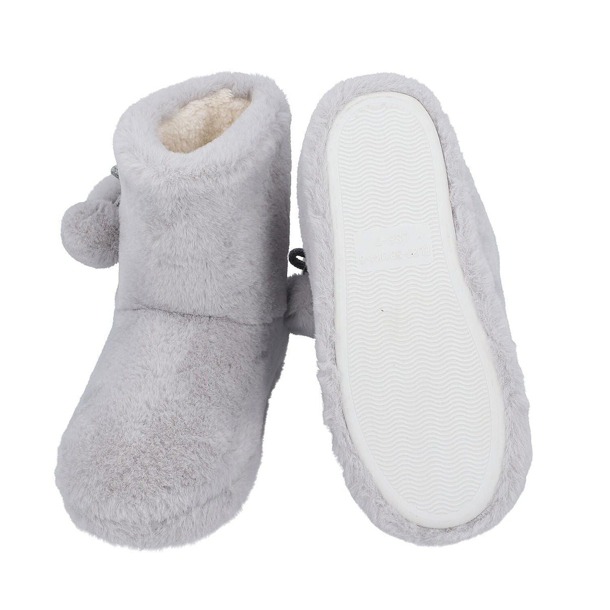 Faux Fur Booties with Waterproof TPR Sole - Light Grey 3870849 2