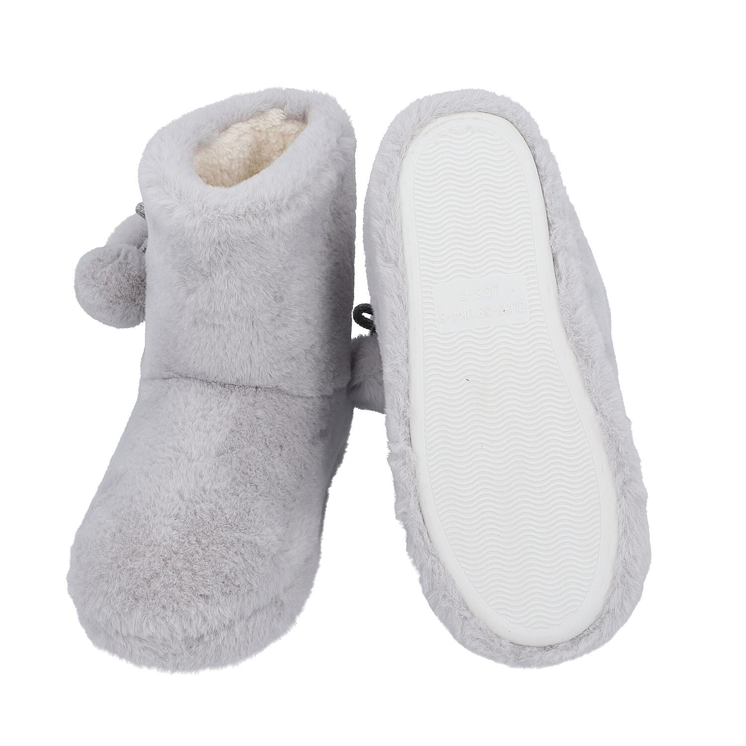 Faux Fur Booties with Waterproof TPR Sole - Light Grey 3870849 2
