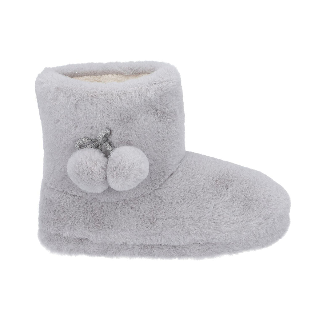 Faux Fur Booties with Waterproof TPR Sole (Size UK 4-5) - Light Grey