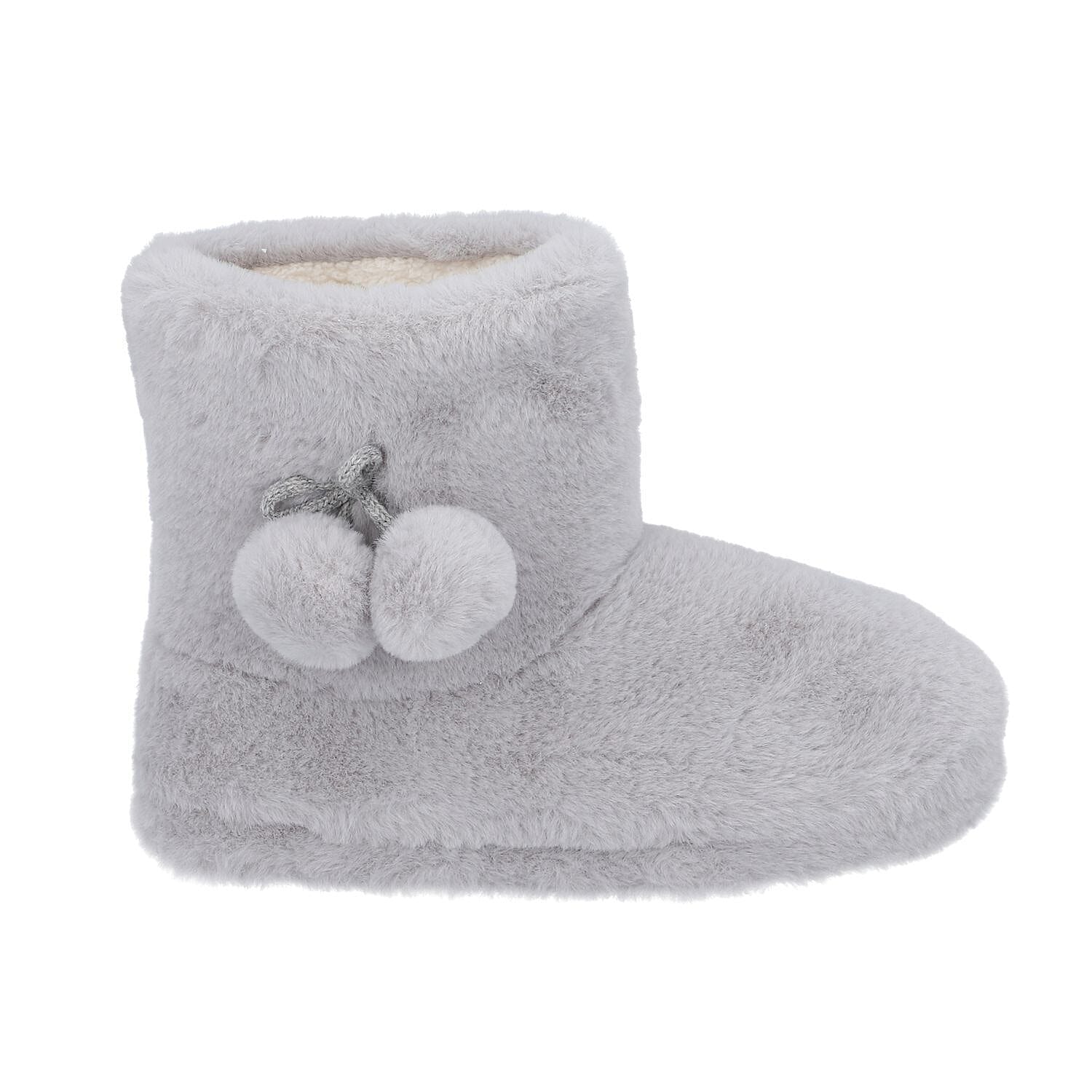 Faux Fur Booties with Waterproof TPR Sole - Light Grey 3870849 5