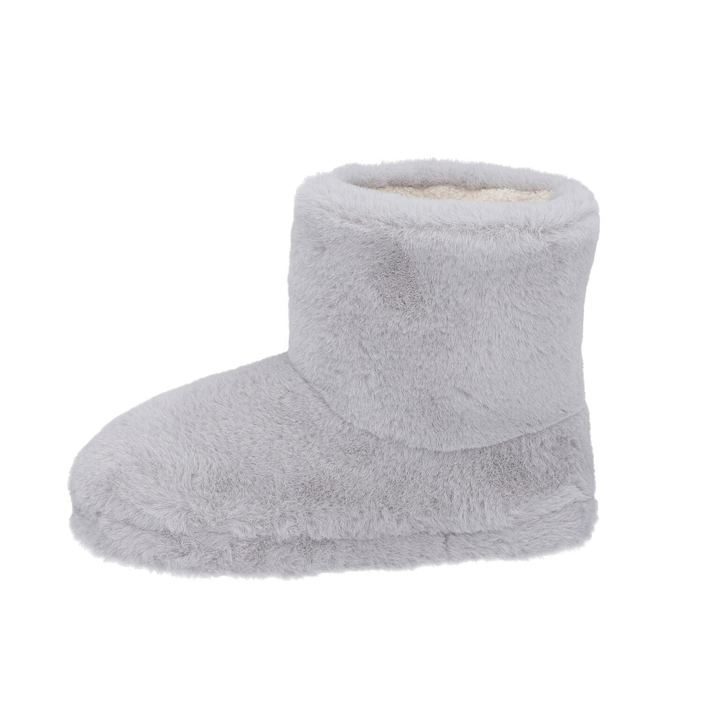 Faux Fur Booties with Waterproof TPR Sole (Size UK 4-5) - Light Grey