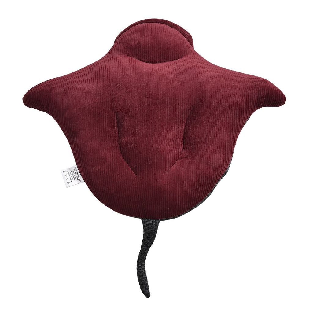 Back Support - Woven Sting Ray Shaped Cushion (Size 40x48 Cm) - Grey - Wine Red
