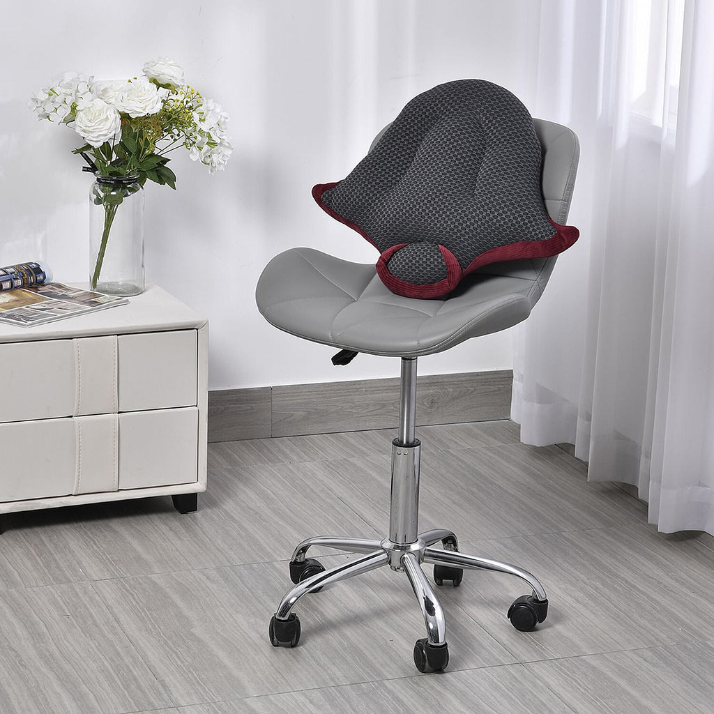 Back Support - Woven Sting Ray Shaped Cushion (Size 40x48 Cm) - Grey - Wine Red