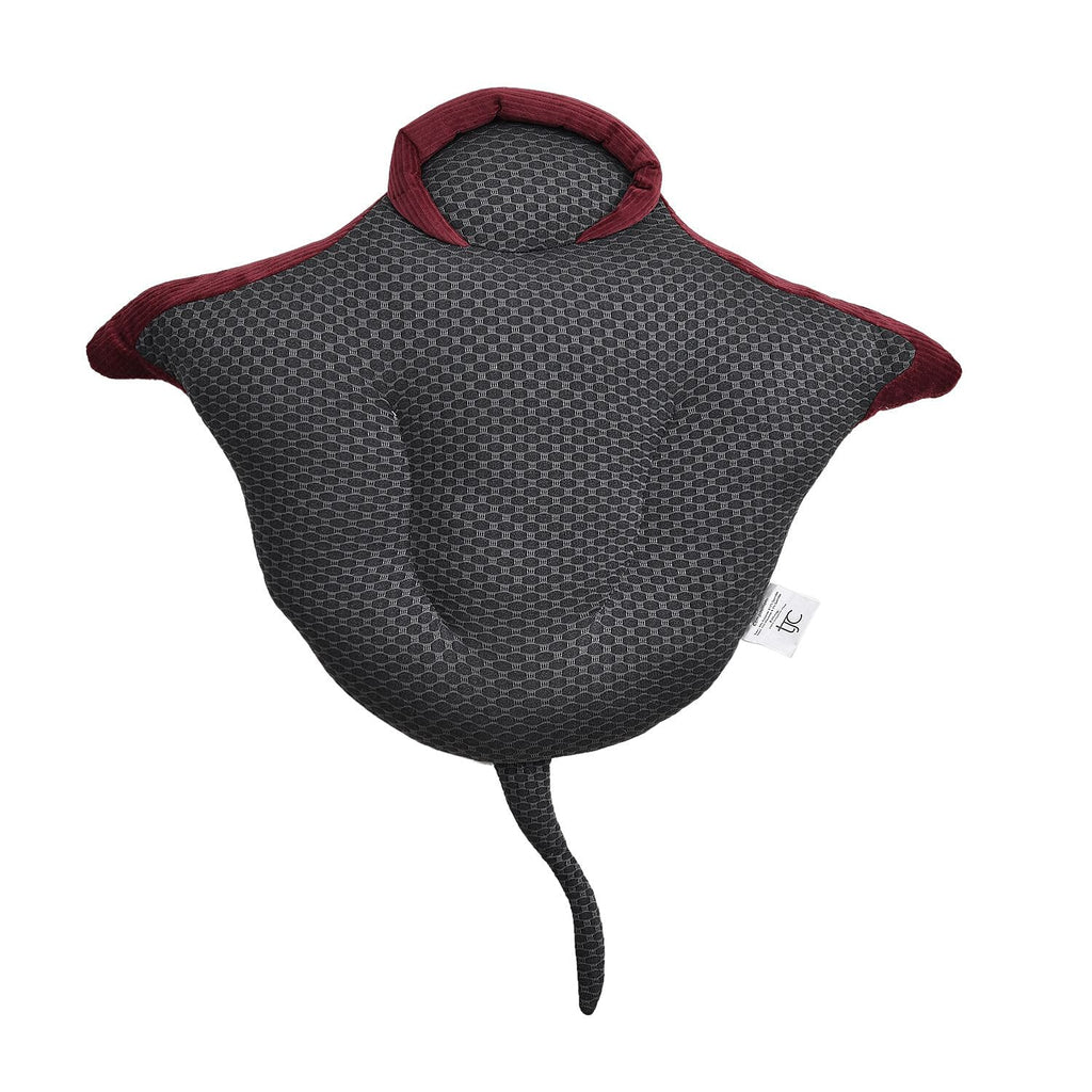 Back Support - Woven Sting Ray Shaped Cushion (Size 40x48 Cm) - Grey - Wine Red