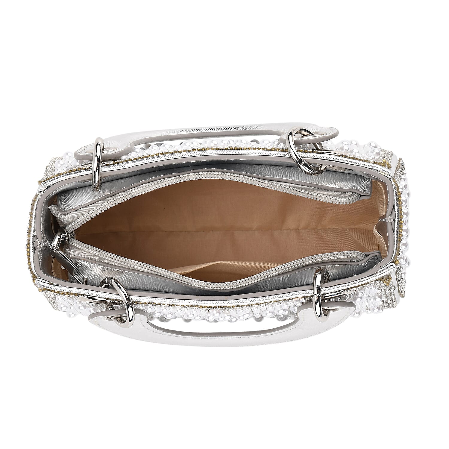 Designer Inspired- Toggle Clip Crystal Clutch Bag with Handle Drop - Silver 8250748 5