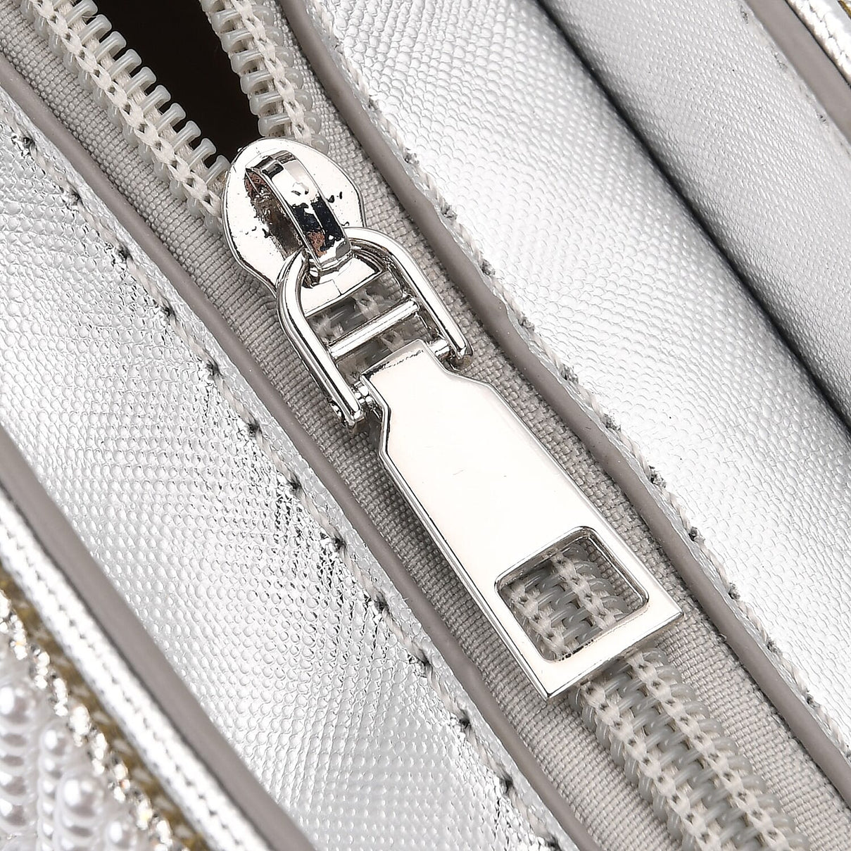 Designer Inspired- Toggle Clip Crystal Clutch Bag with Handle Drop - Silver 8250748 6