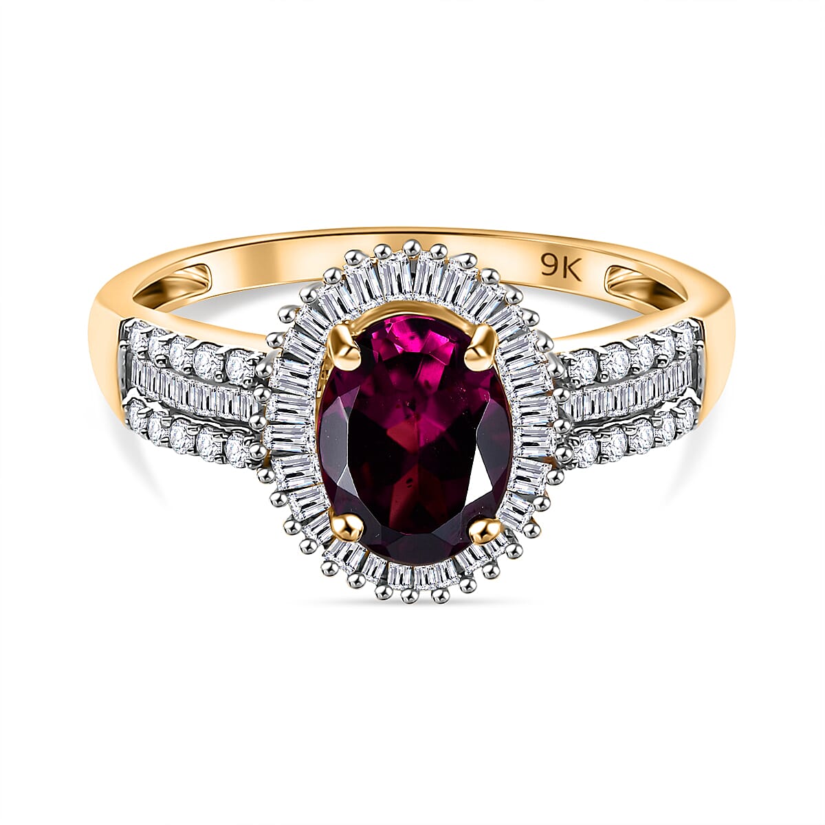 Tony Diniz Collection - 9K Yellow Gold  AAA Ember Garnet (1.45ct), Natural White Diamond (0.39ct) Ring 7891307 0
