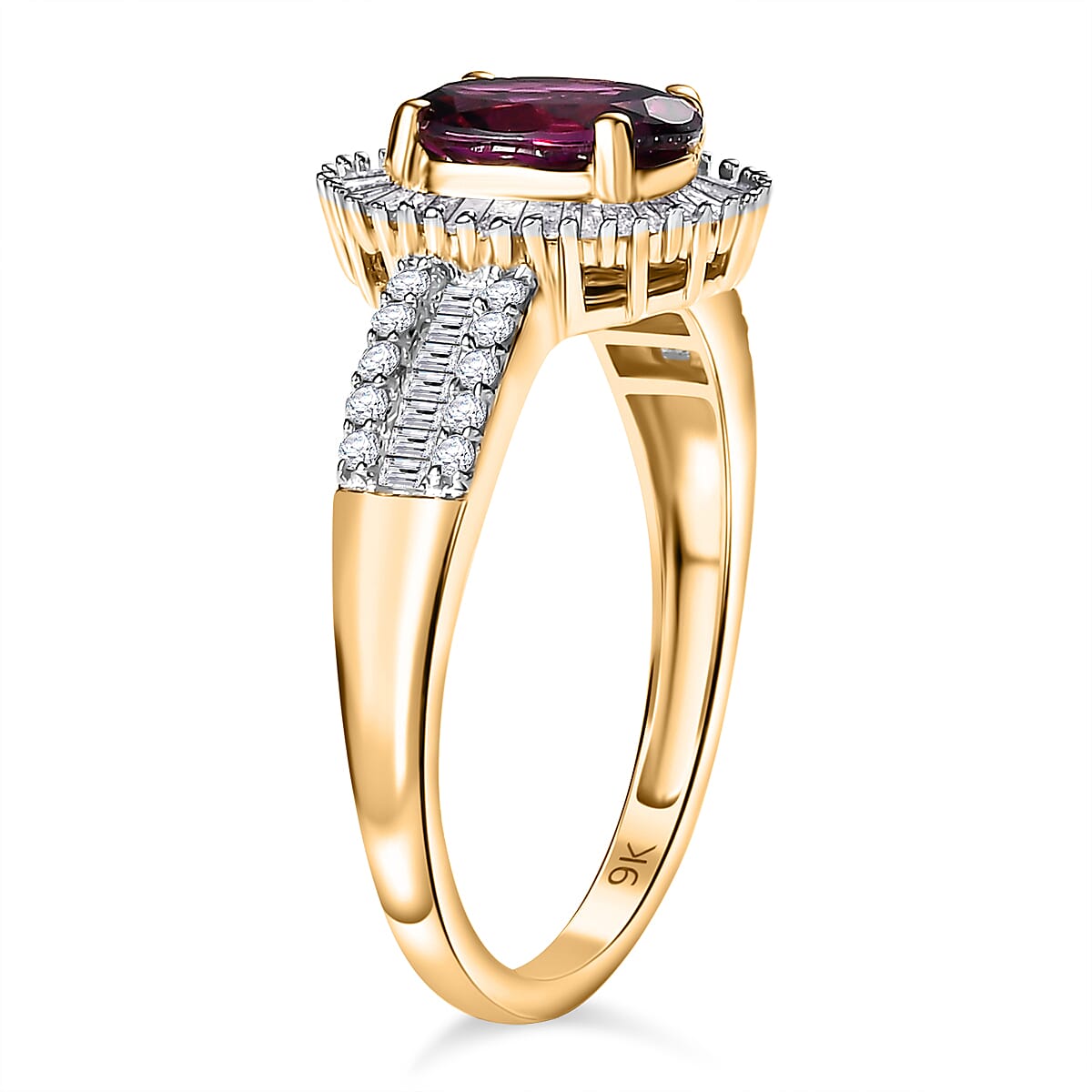 Tony Diniz Collection - 9K Yellow Gold  AAA Ember Garnet (1.45ct), Natural White Diamond (0.39ct) Ring 7891307 3