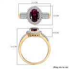 9K Yellow Gold AAA Natural Ember Garnet & White Diamond Ring 1.90 Ct