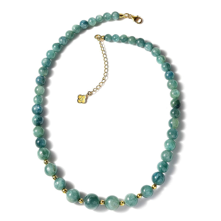 Certified &amp; Appraised Tony Diniz Collection - 315 Ct Green Kyanite Beads Necklace (Size - 18) in 18K Vermeil Yellow Gold Plated Sterling Silver 7798237 2