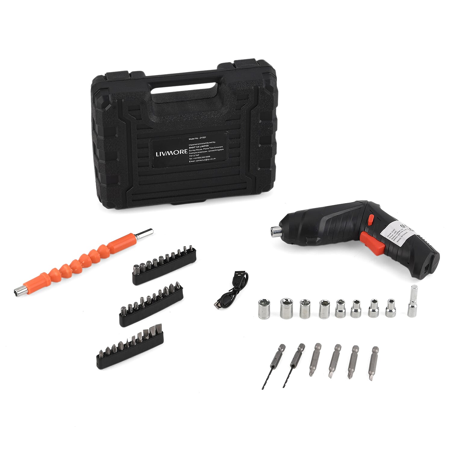 47-Piece Multifunctional Foldable Wireless Electric Screwdriver Kit - 1200mAh Battery, 30Mins Runtime - Black 8312438 0