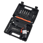 47-Piece Multifunctional Foldable Wireless Electric Screwdriver Kit - 1200mAh Battery, 30Mins Runtime - Black