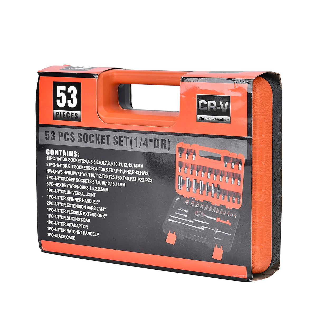 53 Piece Impact Socket Pro Tool Set- Black &amp; Orange 7755470 5
