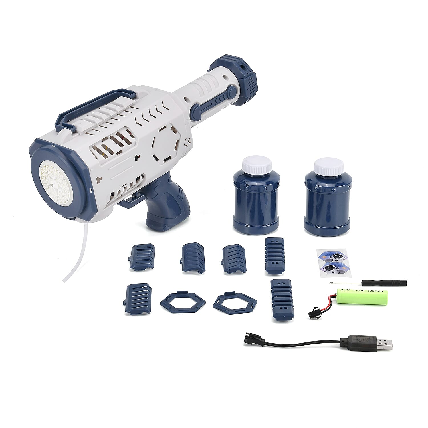 Automatic Rechargeable Powerful Bubble Machine Gun (30 Holes and 2 Bubble Solution Bottles) - Blue 7713050 3