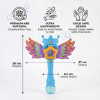Magic Bubble Wand Toy Kit - Rechargeable Fairy Princess Bubble Machine Includes Li-ion Battery, USB Cable & 80ml Solution - Blue & Multicolor