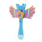 Magic Bubble Wand Toy Kit - Rechargeable Fairy Princess Bubble Machine Includes Li-ion Battery, USB Cable & 80ml Solution - Blue & Multicolor