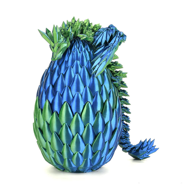 3D Printed Dragon Egg with Hidden Dragon (16x10.2cm) - Green - Blue 8157139 2