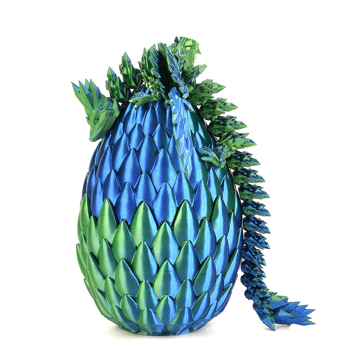 3D Printed Dragon Egg with Hidden Dragon (16x10.2cm) - Green - Blue 8157139 3