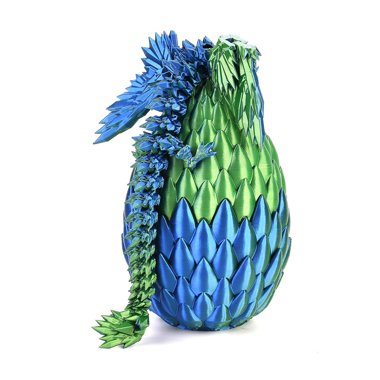 3D Printed Dragon Egg with Hidden Dragon (16x10.2cm) - Green - Blue 8157139 4