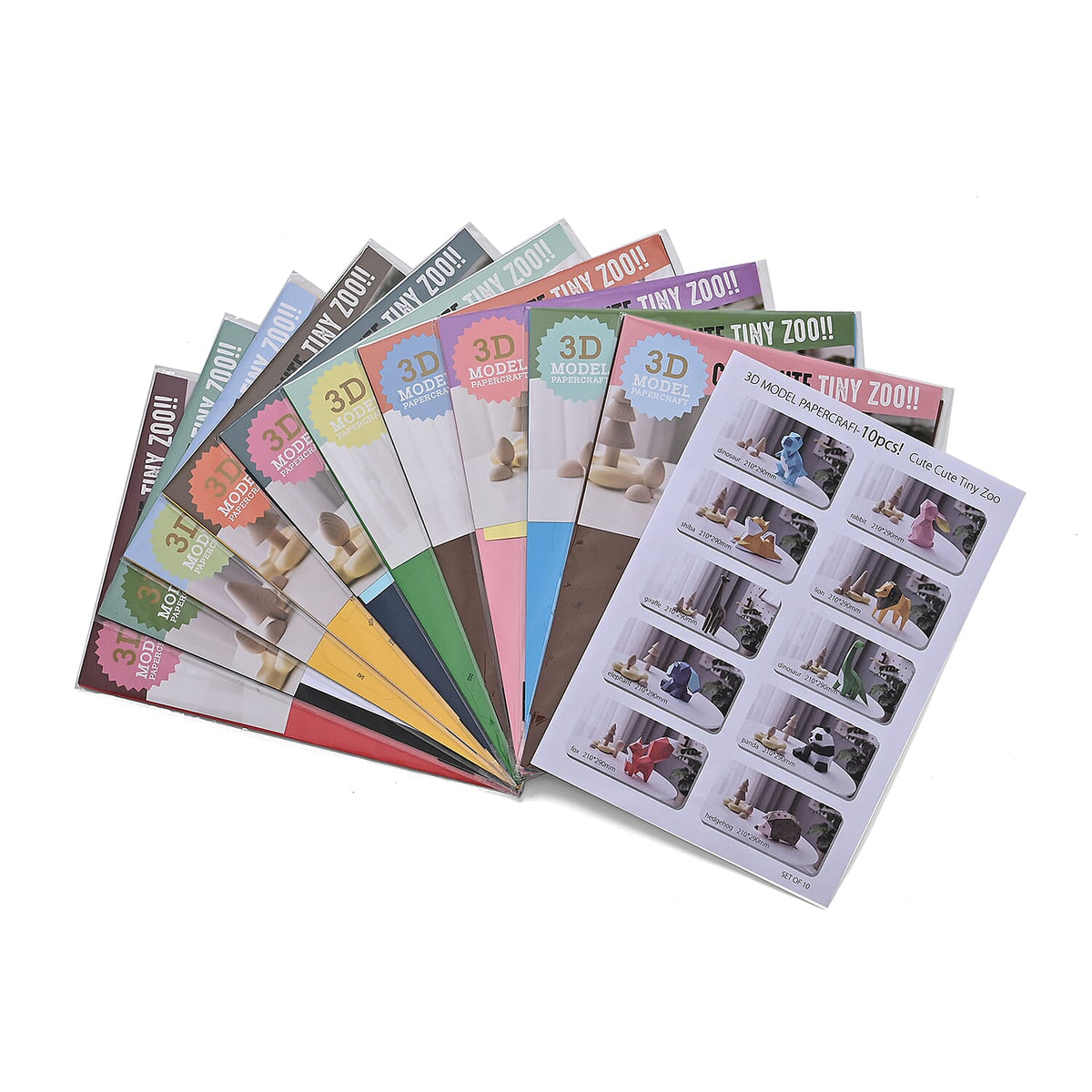 Set of 10 Animal Origami Paper Models - Multicolour 8099982 0