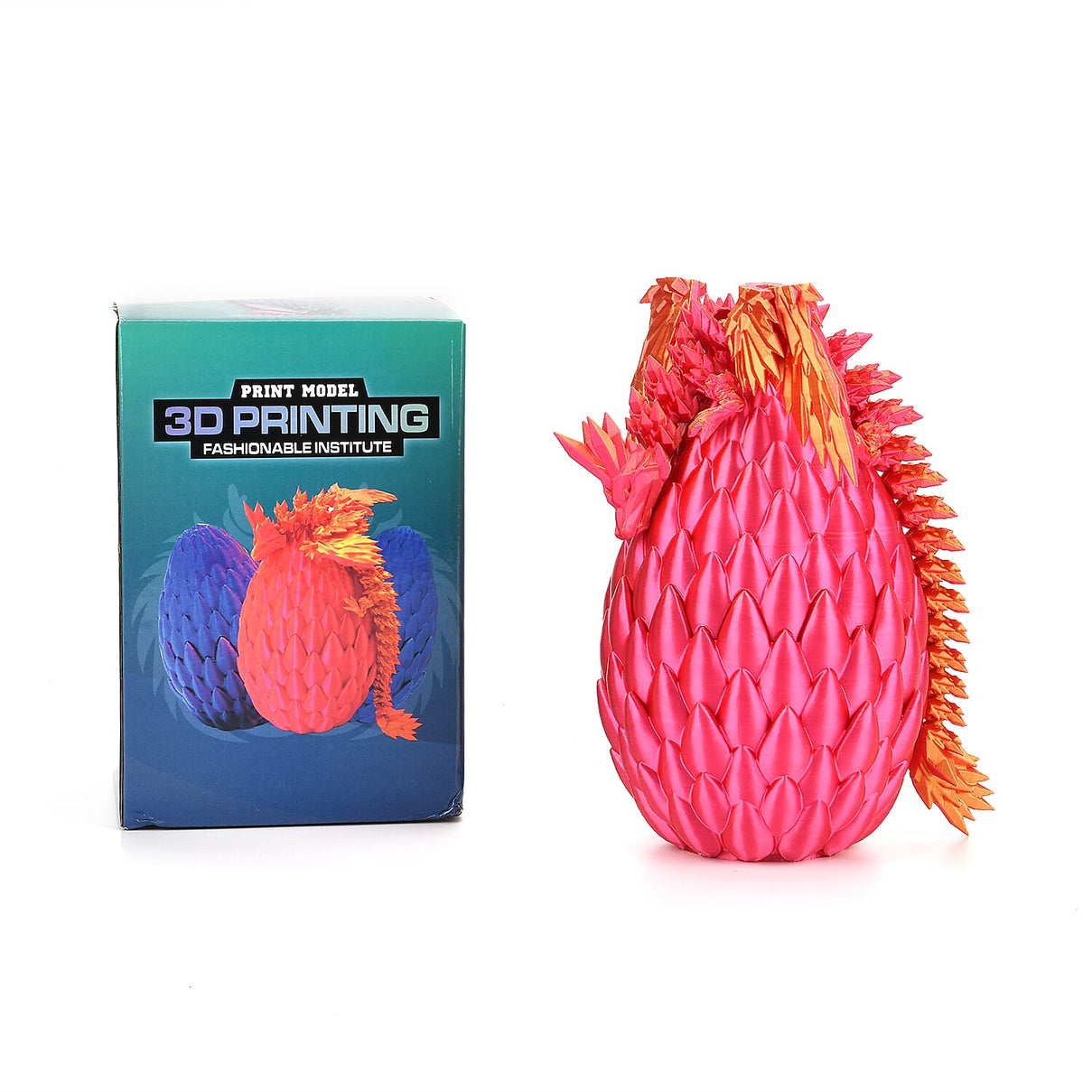 3D Printed Dragon Egg with Hidden Dragon (16x10.2cm) - Green - Blue 8157139 10