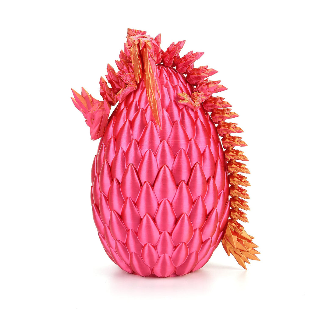 3D Printed Dragon Egg with Hidden Dragon (16x10.2cm) - Orange - Pink