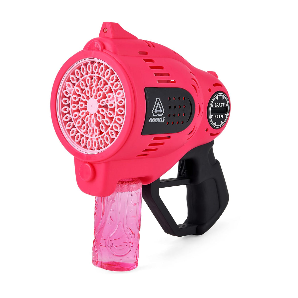 57-Hole Automatic Bubble Blaster - Pink Rechargeable Space Jet Machine with 3.7V Battery &amp; 150ml Solution V32488988 2