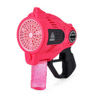 57-Hole Automatic Bubble Blaster - Pink Rechargeable Space Jet Machine with 3.7V Battery & 150ml Solution